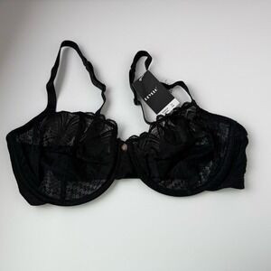 Deyllo Women's Black Lace Bra 38DD/E Underwired Lace Lingerie New NWT 48572FH